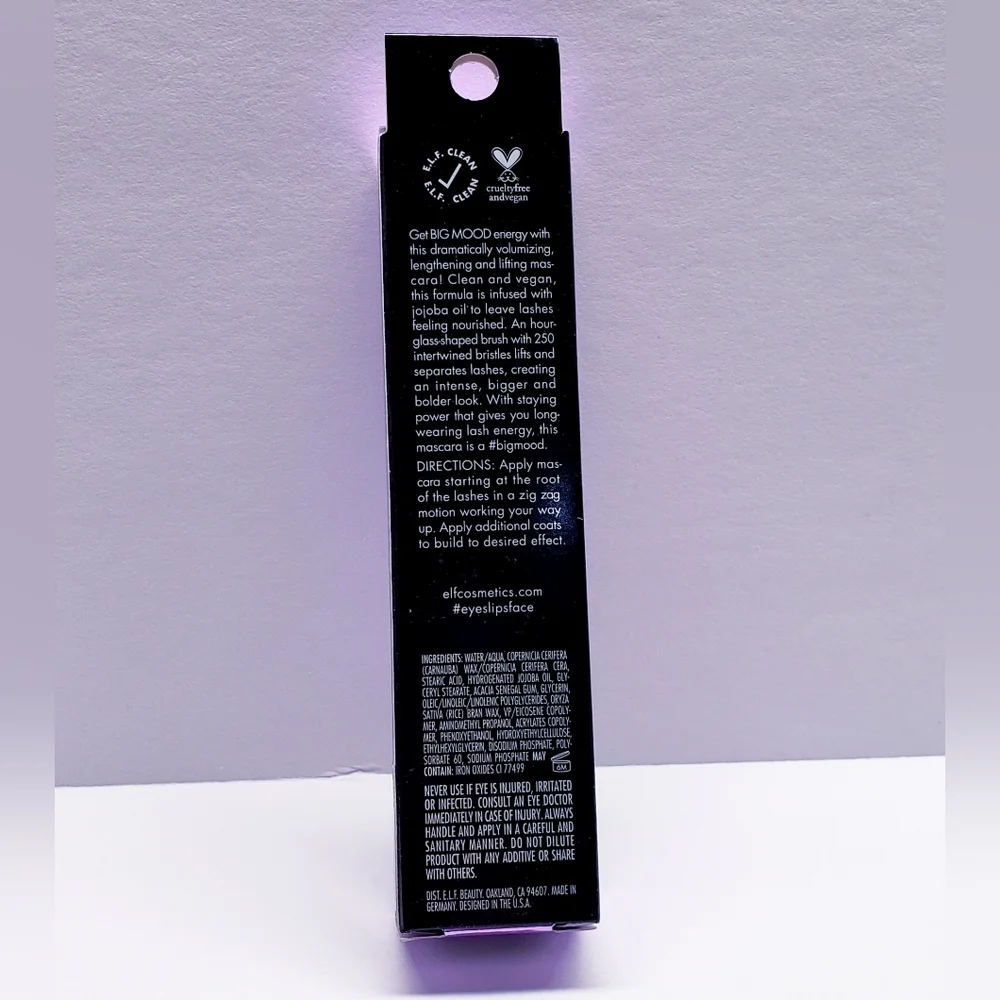 e.l.f. Big Mood Mega Volume & Lifting Mascara - BLACK, 0.3 fl oz